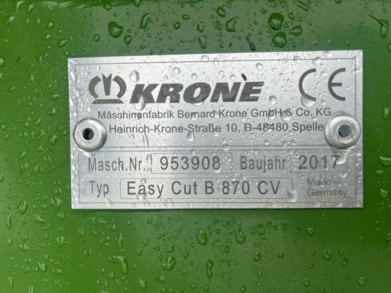 Косарка Krone Easy Cut B 870 CV Easycut Schijvenmaaier: фото 15